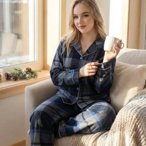 YOULYA "Midnight Blossom" Silk-Touch Pyjama Set