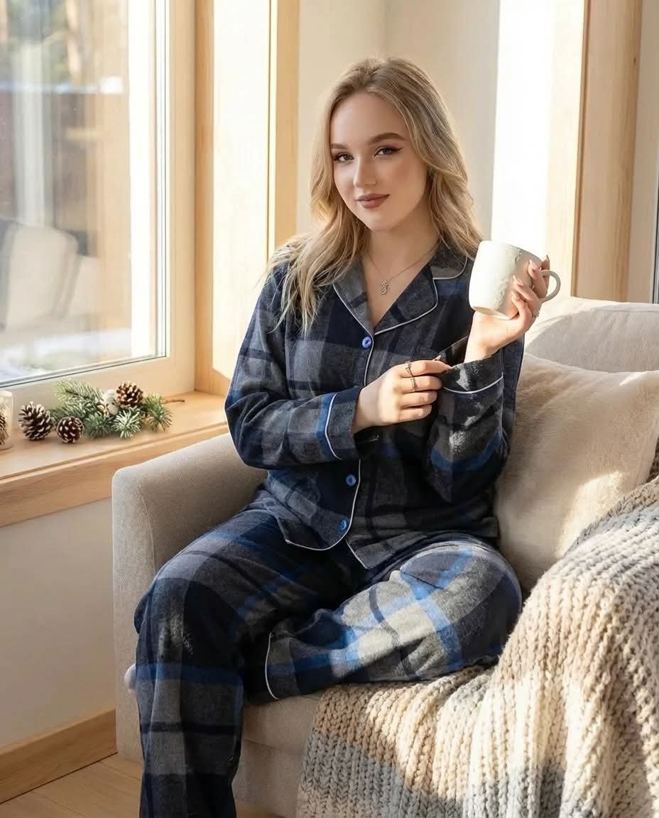 YOULYA "Midnight Blossom" Silk-Touch Pyjama Set